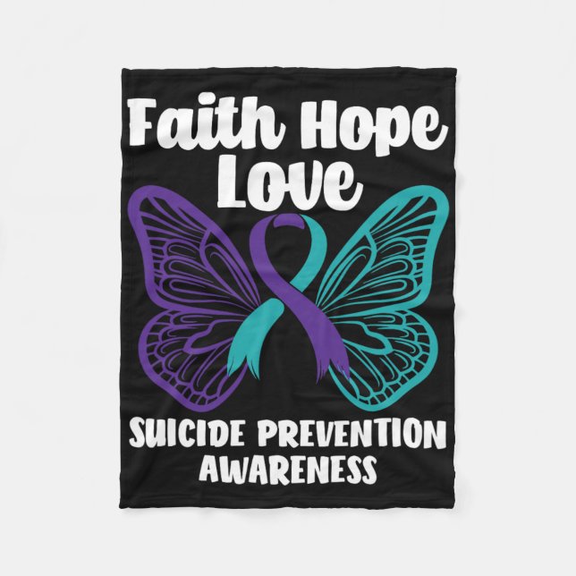 Faith Hope Liebe Butterfly Suicide Prevention Awar Fleecedecke (Vorderseite)
