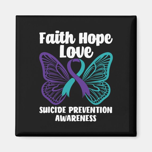 Faith Hope Liebe Butterfly Suicide Prevention Awar Magnet (Vorne)