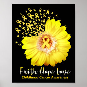 Faith Hope Liebe Childhood Cancer Awareness Ribbon Poster
