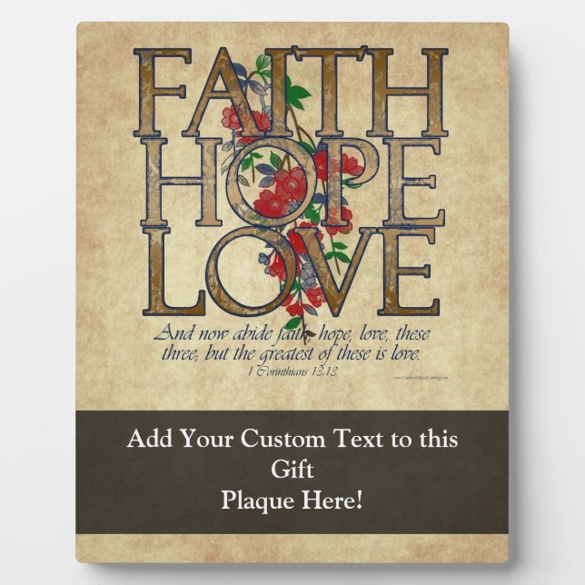 Faith Hope Liebe Christlich Bible Verse Fotoplatte (Vorderseite)