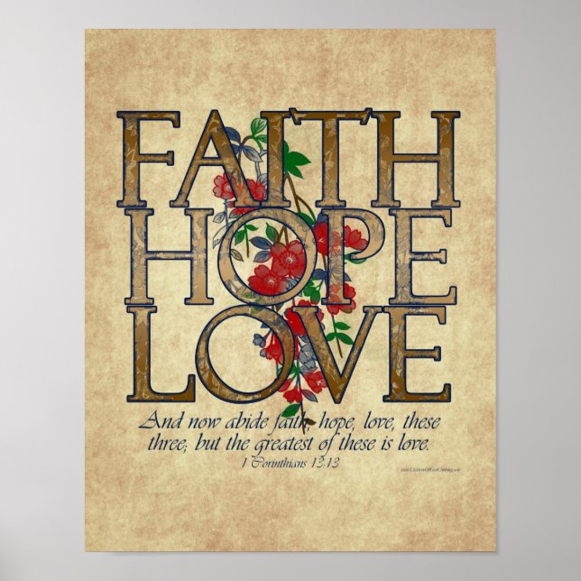Faith Hope Liebe Christlich Bible Verse Poster (Vorne)