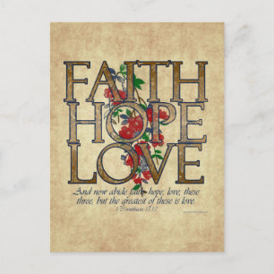 Faith Hope Liebe Christlich Bible Verse Postkarte