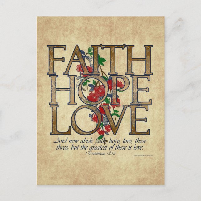 Faith Hope Liebe Christlich Bible Verse Postkarte (Vorderseite)