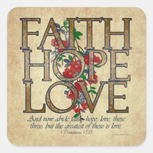 Faith Hope Liebe Christlich Bible Verse Quadratischer Aufkleber