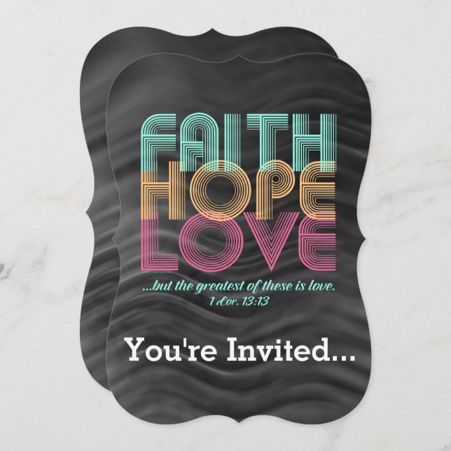 Faith Hope Liebe Christlich Bible Verse Retro Einladung (Vorne/Hinten)