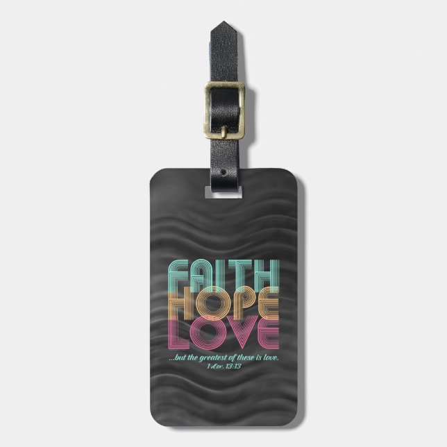 Faith Hope Liebe Christlich Bible Verse Retro Gepäckanhänger (Vorderseite vertikal)