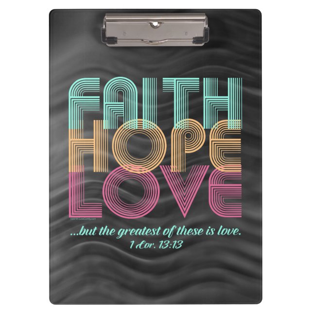Faith Hope Liebe Christlich Bible Verse Retro Klemmbrett (Vorderseite)