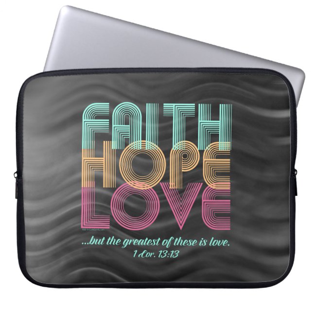 Faith Hope Liebe Christlich Bible Verse Retro Laptopschutzhülle (Vorderseite)
