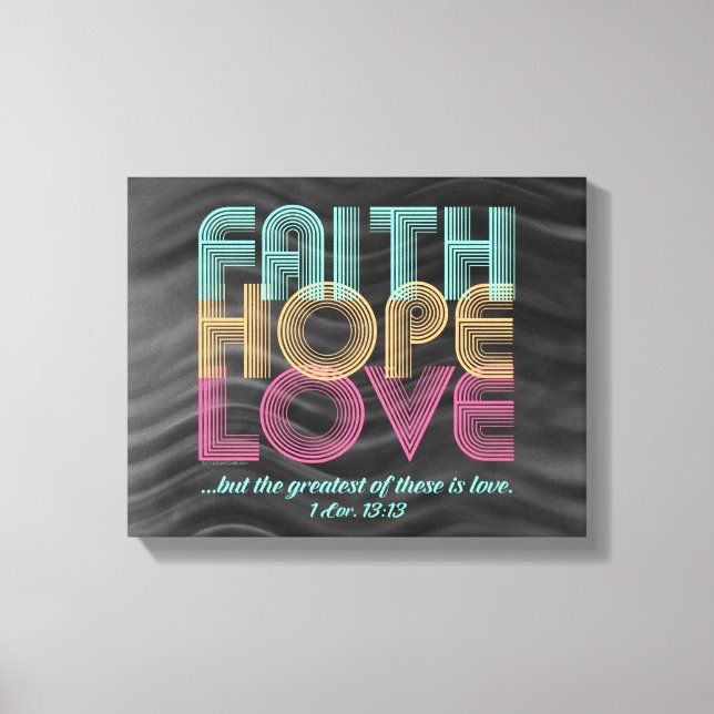 Faith Hope Liebe Christlich Bible Verse Retro Leinwanddruck (Vorderseite)