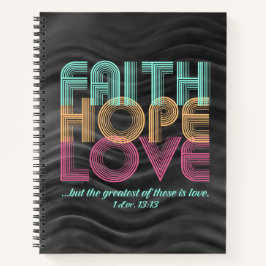 Faith Hope Liebe Christlich Bible Verse Retro Notizbuch