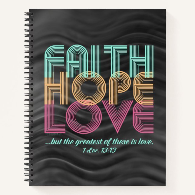 Faith Hope Liebe Christlich Bible Verse Retro Notizbuch (Vorderseite)