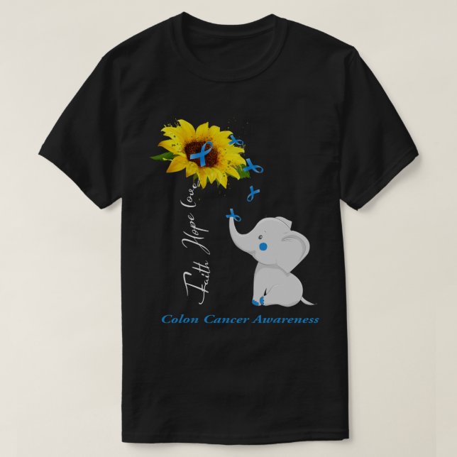 Faith Hope Liebe Colon Cancer Awareness Elephant R T-Shirt (Design vorne)