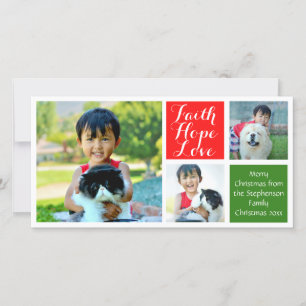 Faith Hope Liebe Color Blocks Christmas 3-Pic Feiertagskarte