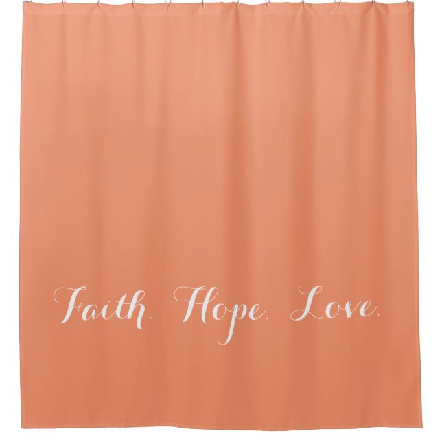 Faith Hope Liebe Coral Peach Duschvorhang (Vorderseite)