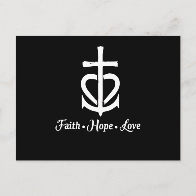 Faith Hope Liebe Cross Anchor Herz Jesus Ankündigungspostkarte (Vorderseite)