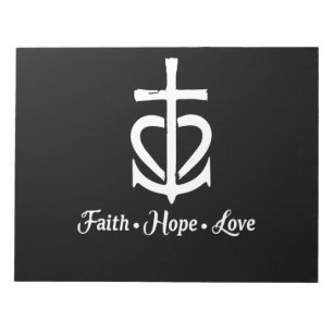 Faith Hope Liebe Cross Anchor Herz Jesus Notizblock