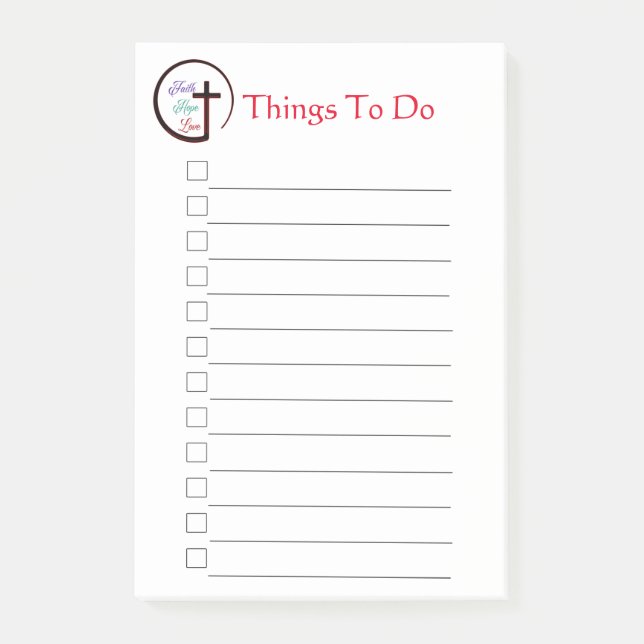 Faith Hope Liebe Cross Post-it Notes Klebezettel (Vorderseite)