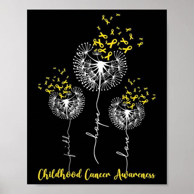 Faith Hope Liebe Dandelion Childhood Cancer Awaren Poster (Vorne)