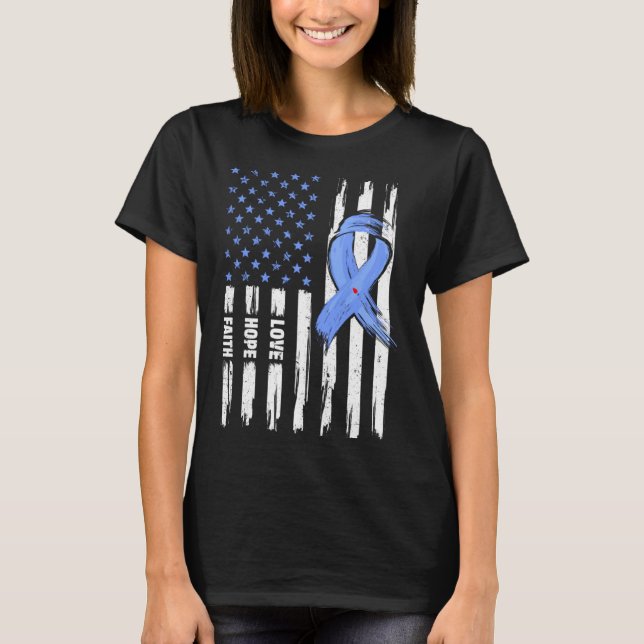 Faith Hope Liebe Diabetes Awareness American Flag T-Shirt (Vorderseite)