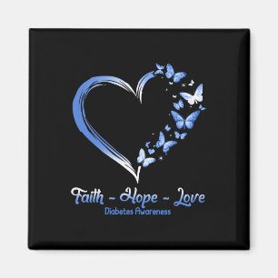 Faith Hope Liebe Diabetes Awareness Heart Butterfl Magnet