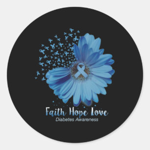 Faith Hope Liebe Diabetes Awareness Sunflower Runder Aufkleber
