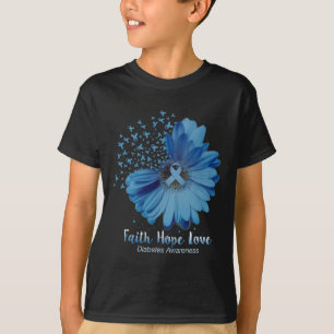 Faith Hope Liebe Diabetes Awareness Sunflower T-Shirt