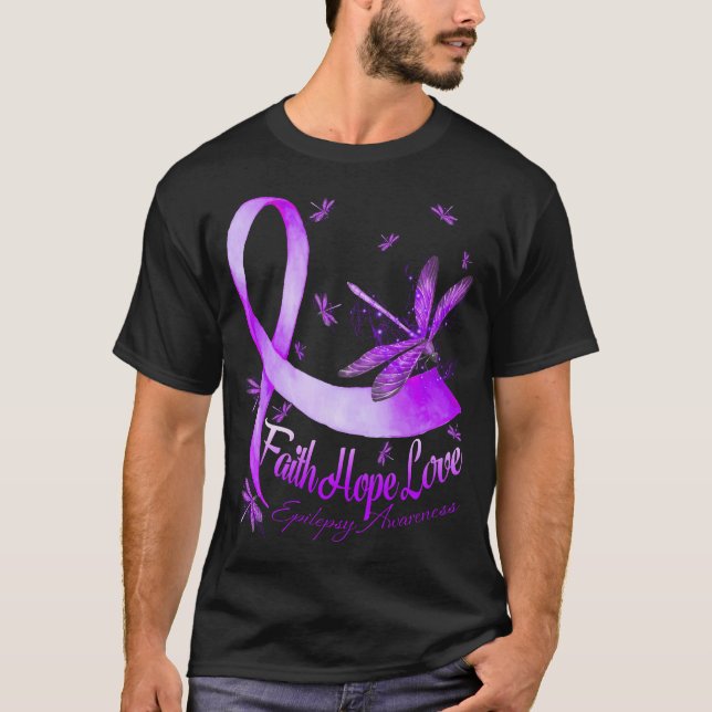 Faith Hope Liebe Dragonfly Epilepsy Bewusstsein T-Shirt (Vorderseite)