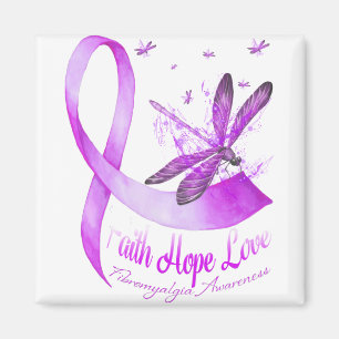 Faith Hope Liebe Dragonfly Lila Ribbon Fibromyalg Magnet