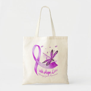Faith Hope Liebe Dragonfly Lila Ribbon Fibromyalg Tragetasche