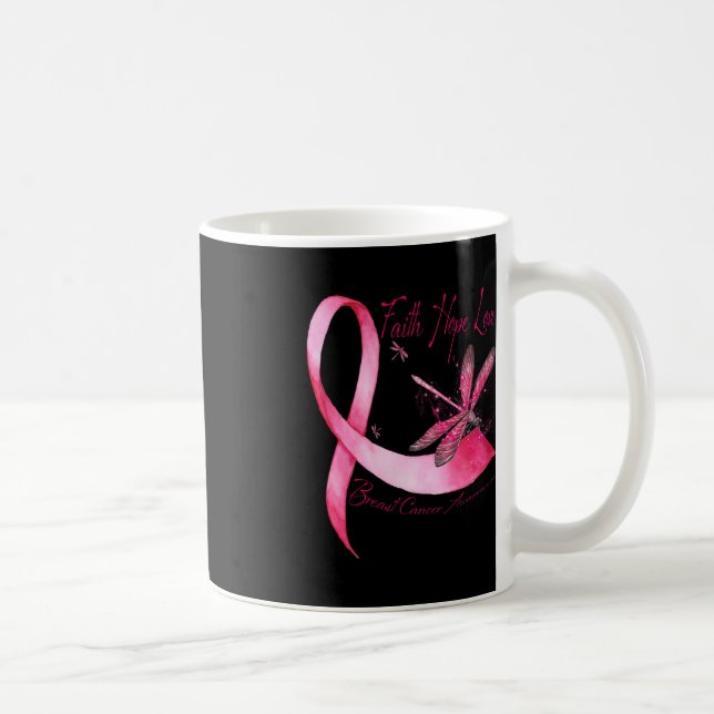 Faith Hope Liebe Dragonfly Pink Ribbon Brust Cance Kaffeetasse (Rechts)