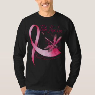 Faith Hope Liebe Dragonfly Pink Ribbon Brust Cance T-Shirt