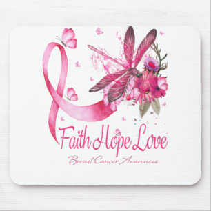 Faith Hope Liebe Dragonfly Ribbon Brustkrebs Mousepad