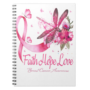 Faith Hope Liebe Dragonfly Ribbon Brustkrebs Notizblock