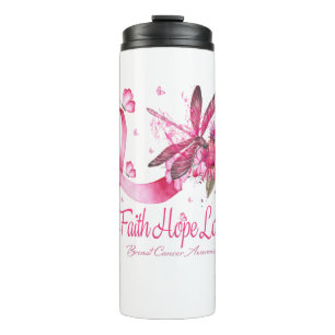 Faith Hope Liebe Dragonfly Ribbon Brustkrebs Thermosbecher