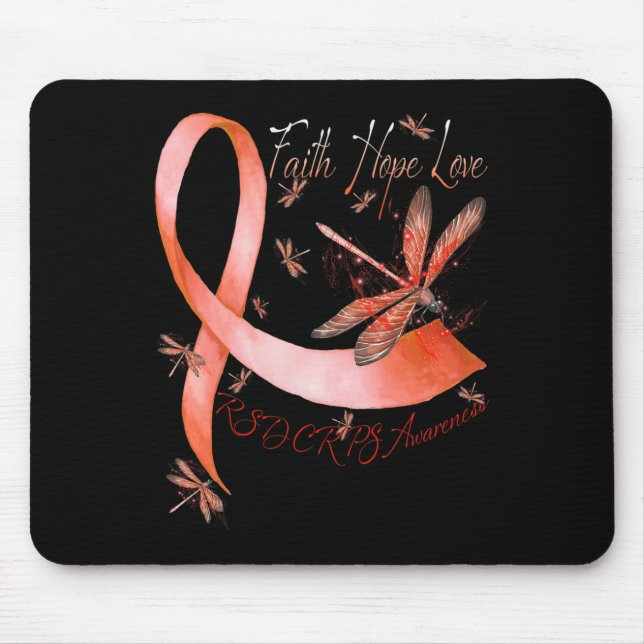 Faith Hope Liebe Dragonfly Rsd Crps Bewusstsein Mousepad (Vorne)