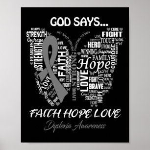 Faith Hope Liebe Dyslexia Sensibilisierung Geschen Poster