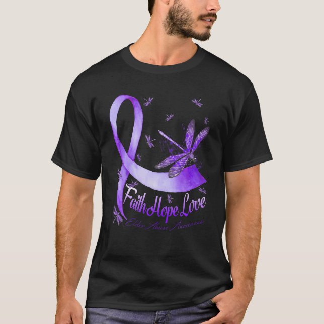 Faith Hope Liebe Elder Missuse Awareness Dragonfly T-Shirt (Vorderseite)