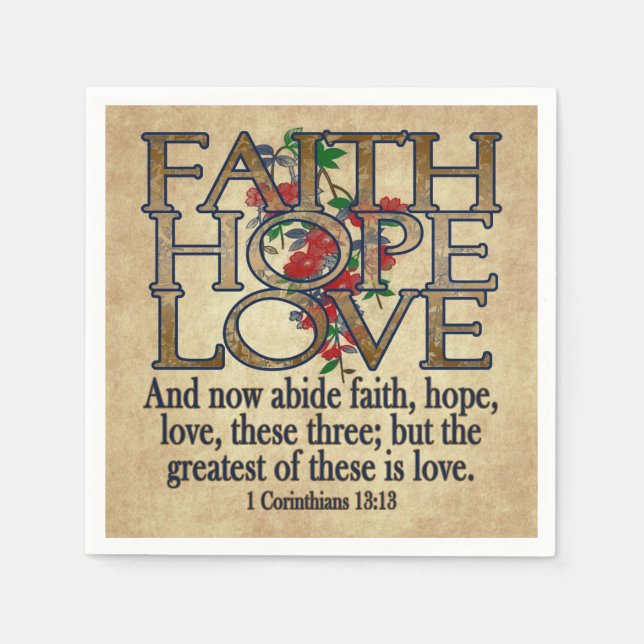 Faith Hope Liebe Elegant Bible Scripting Christlic Serviette (Vorderseite)