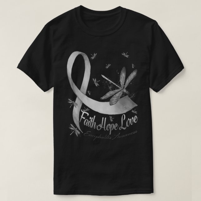 Faith Hope Liebe Encephalitis Awareness Dragonfly T-Shirt (Design vorne)