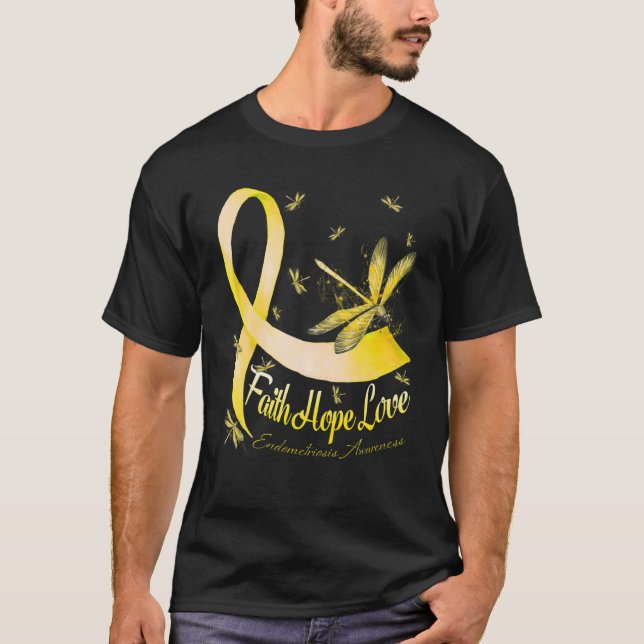 Faith Hope Liebe Endometriose Awareness Dragonfly T-Shirt (Vorderseite)