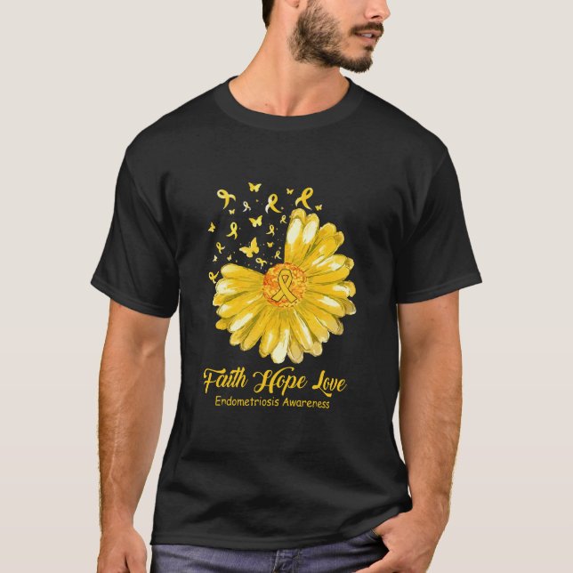 Faith Hope Liebe Endometriose Bewusstsein T-Shirt (Vorderseite)