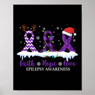 Faith Hope Liebe Epilepsy Awareness Christmas Ribb Poster