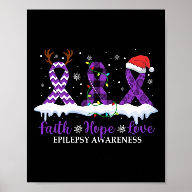 Faith Hope Liebe Epilepsy Awareness Christmas Ribb Poster (Vorne)