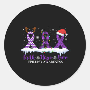 Faith Hope Liebe Epilepsy Awareness Christmas Ribb Runder Aufkleber