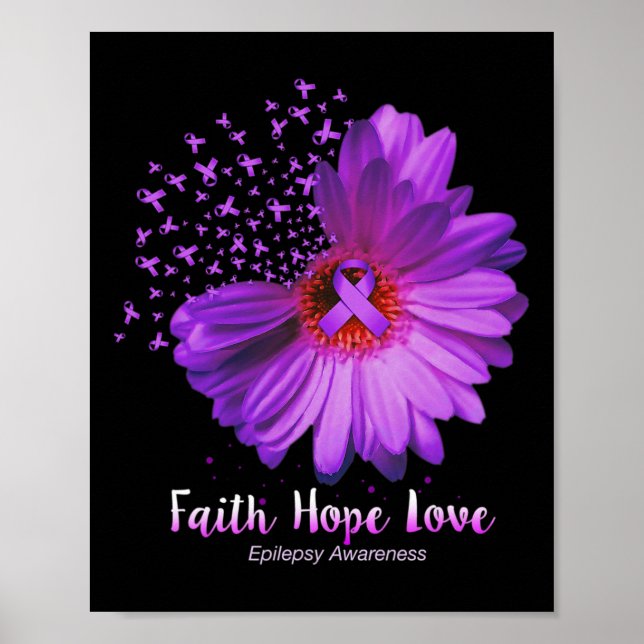 Faith Hope Liebe Epilepsy Bewusstsein Sonnenblume Poster (Vorne)