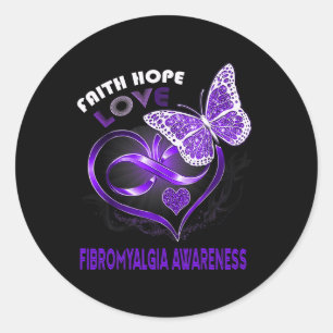 Faith Hope Liebe Fibromyalgie Bewusstsein Herz But Runder Aufkleber