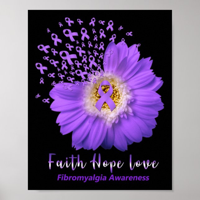 Faith Hope Liebe Fibromyalgie Bewusstsein Lila Rib Poster (Vorne)