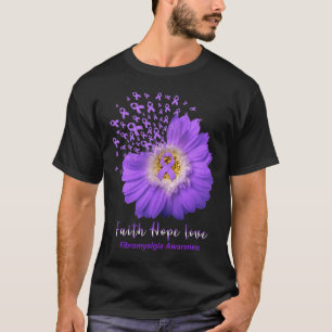 Faith Hope Liebe Fibromyalgie Bewusstsein Lila Rib T-Shirt