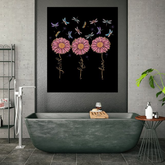 Faith Hope Liebe Floral Dragonflies & Dandellies Poster (Von Creator hochgeladen)