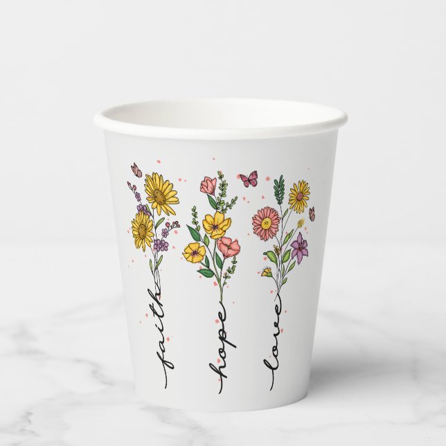 Faith Hope Liebe - Floral Inspiration Pappbecher (Vorderseite)